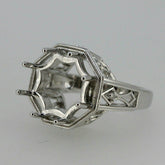 Art Deco Style Sterling Silver Semi Mount Ring Setting Round RD 17x17mm - Syzjewelry